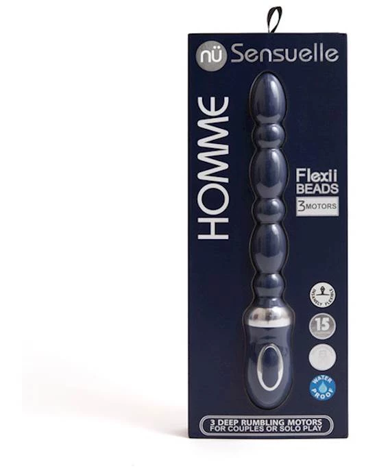 Nu Sensuelle Sensuelle Homme Flexii Beads - Navy - 5.2 Inch 2 Nu Sensuelle Sensuelle Homme Flexii Beads - Navy - 5.2 Inch - Image 2